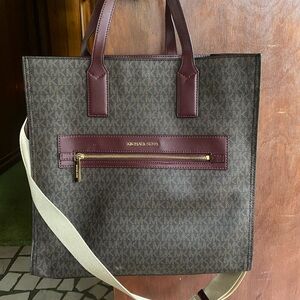 Michael Kors Brown and Burgundy Messenger Bag